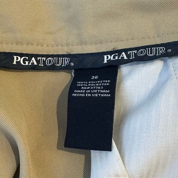 PGA Tour Mens Khaki Golf Shorts Size 36 Polyester Lightweight Relaxed Fit Golf - Picture 3 of 7